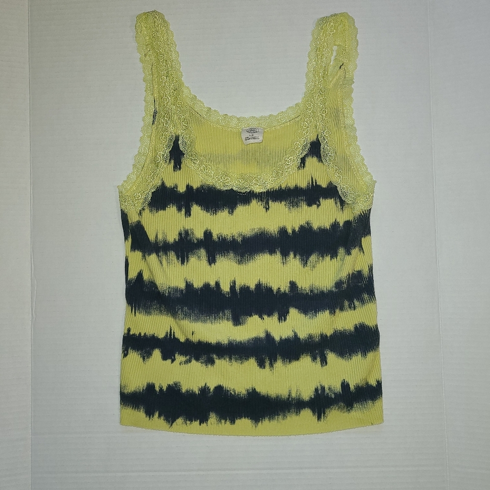 Urban Outfitters Tye Dye Style Tank Size L Green Blue Lace Stretchy Boho Fairy